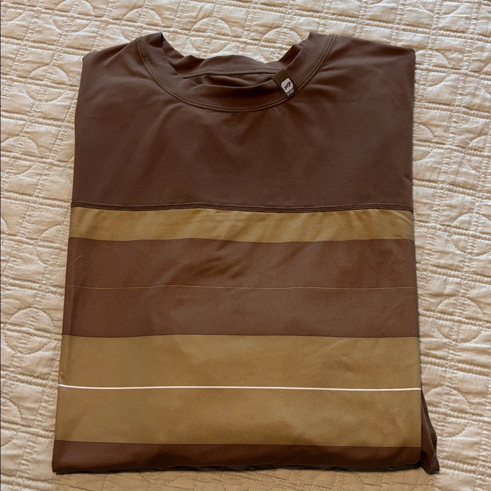 Orange Brown and Tan Striped Men's XL Longsleeve Shirt